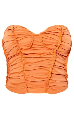 PrettyLittleThing Corsets*Exposed Seam Stitch Detail Woven Pleated Crop Corset