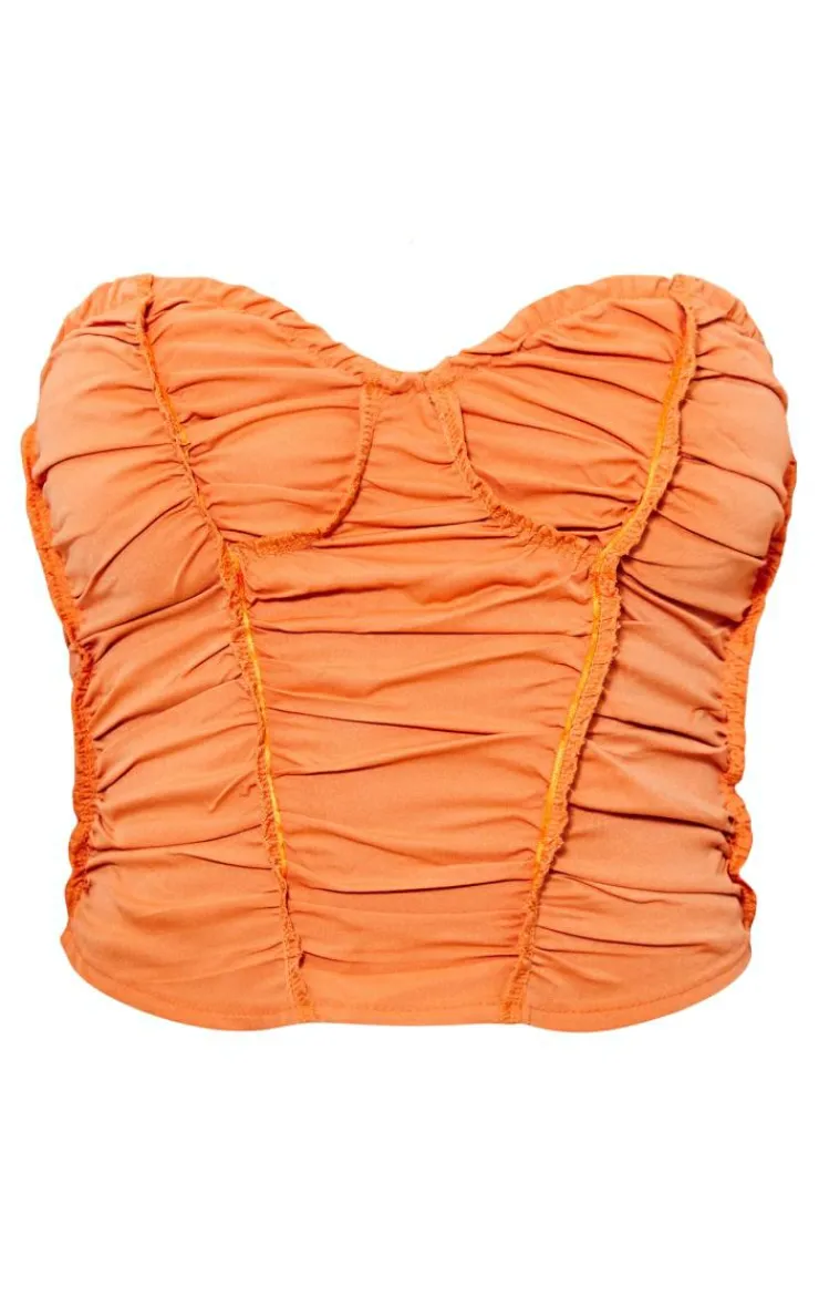 PrettyLittleThing Corsets*Exposed Seam Stitch Detail Woven Pleated Crop Corset