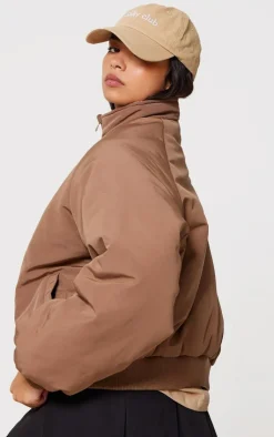 PrettyLittleThing Puffer Jackets*& Sand Reversible Bomber Puffer Jacket