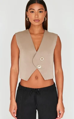 PrettyLittleThing Sleeveless Tops*Asymmetric Boxy Vest