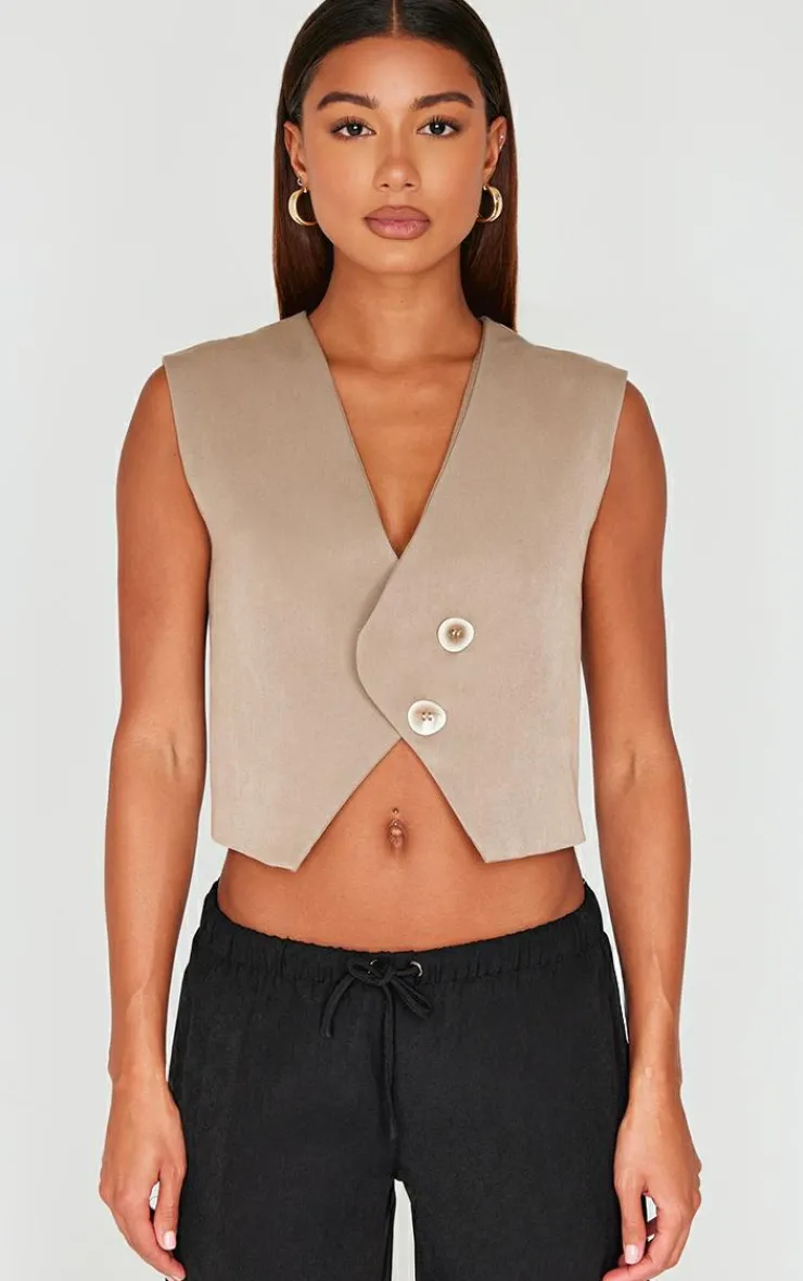 PrettyLittleThing Sleeveless Tops*Asymmetric Boxy Vest