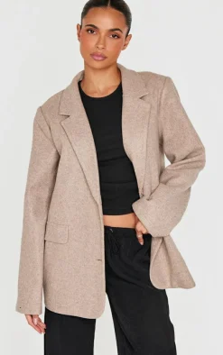 PrettyLittleThing Wool Coats*Brushed Wool Look Tailored Blazer