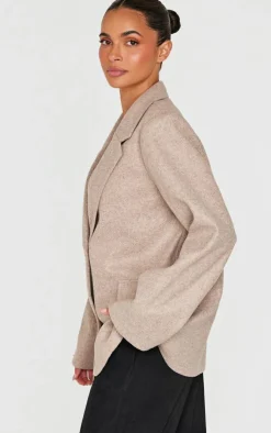 PrettyLittleThing Wool Coats*Brushed Wool Look Tailored Blazer