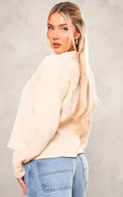 PrettyLittleThing Shirts*Cheesecloth Oversized Pocket Detail Long Sleeve Shirt