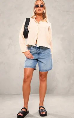 PrettyLittleThing Shirts*Cheesecloth Oversized Pocket Detail Long Sleeve Shirt