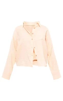 PrettyLittleThing Shirts*Cheesecloth Oversized Pocket Detail Long Sleeve Shirt