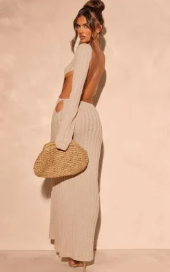 Crochet Low Back Maxi Dress-PrettyLittleThing Online