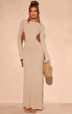 Crochet Low Back Maxi Dress-PrettyLittleThing Online