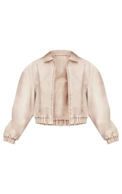 PrettyLittleThing Bomber Jackets*Distressed Faux Leather Zip Up Bomber Jacket