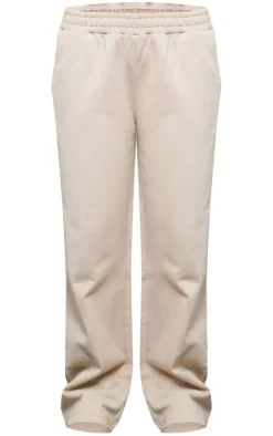 Taupe Double Waistband Oversized Wide Leg Sweatpants