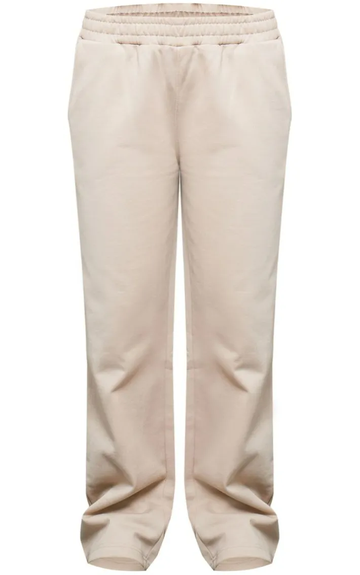Taupe Double Waistband Oversized Wide Leg Sweatpants