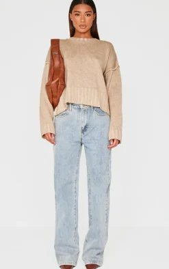 PrettyLittleThing Oversized Sweaters*Exposed Seam Chunky Knit Oversized Sweater