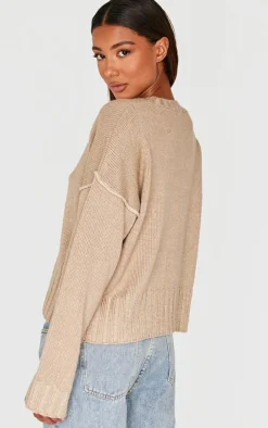 PrettyLittleThing Oversized Sweaters*Exposed Seam Chunky Knit Oversized Sweater