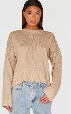 PrettyLittleThing Oversized Sweaters*Exposed Seam Chunky Knit Oversized Sweater