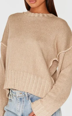 PrettyLittleThing Oversized Sweaters*Exposed Seam Chunky Knit Oversized Sweater
