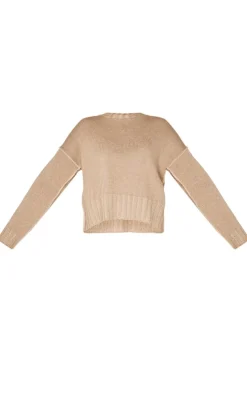 PrettyLittleThing Oversized Sweaters*Exposed Seam Chunky Knit Oversized Sweater