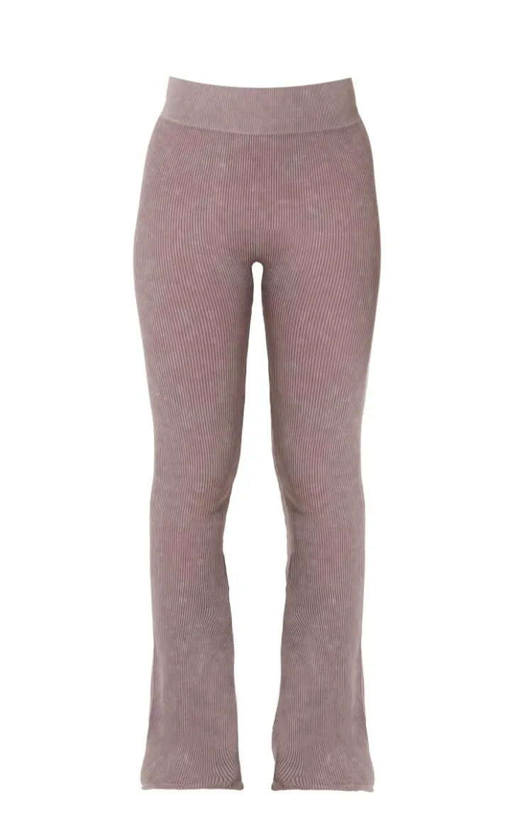 PrettyLittleThing Snatched*Faded Snatched Rib Flared Folded Waist Pants