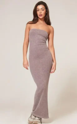 PrettyLittleThing Snatched*Faded Snatched Rib Bandeau Midaxi Dress