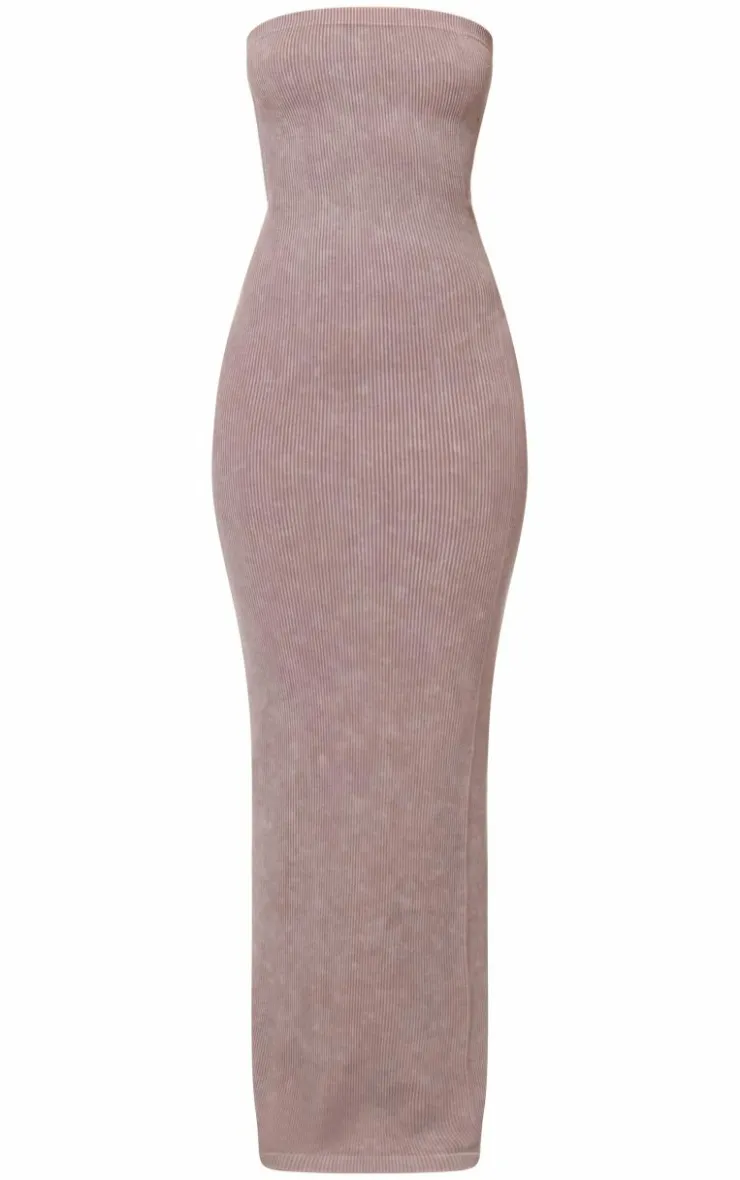PrettyLittleThing Snatched*Faded Snatched Rib Bandeau Midaxi Dress