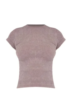 PrettyLittleThing Snatched*Faded Snatched Rib Scoop Neck Fitted Top