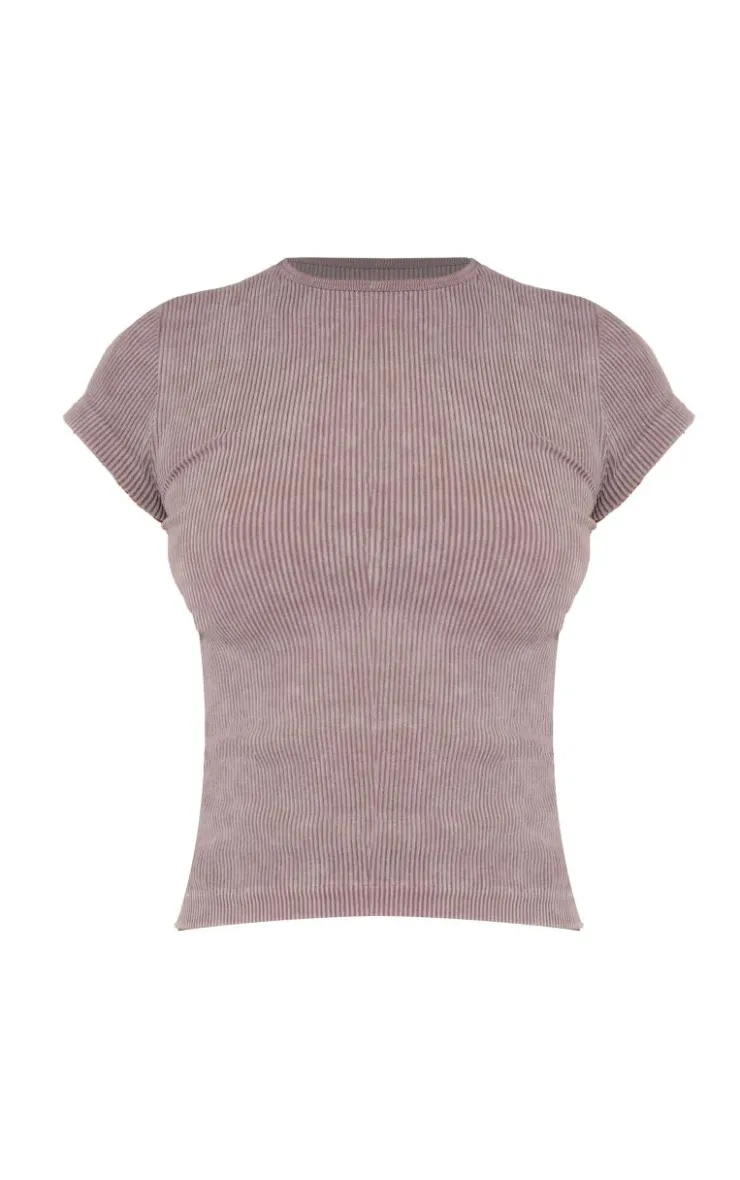 PrettyLittleThing Snatched*Faded Snatched Rib Scoop Neck Fitted Top