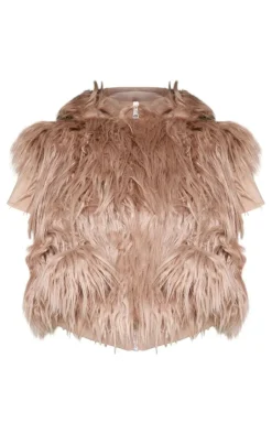 PrettyLittleThing Faux Fur Coats*Faux Fur Cropped Hooded Vest