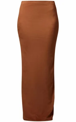 PrettyLittleThing Faux Suede Midaxi Skirt Taupe