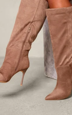 PrettyLittleThing High Heels*Faux Suede Point Toe Knee High Stiletto Heeled Boots