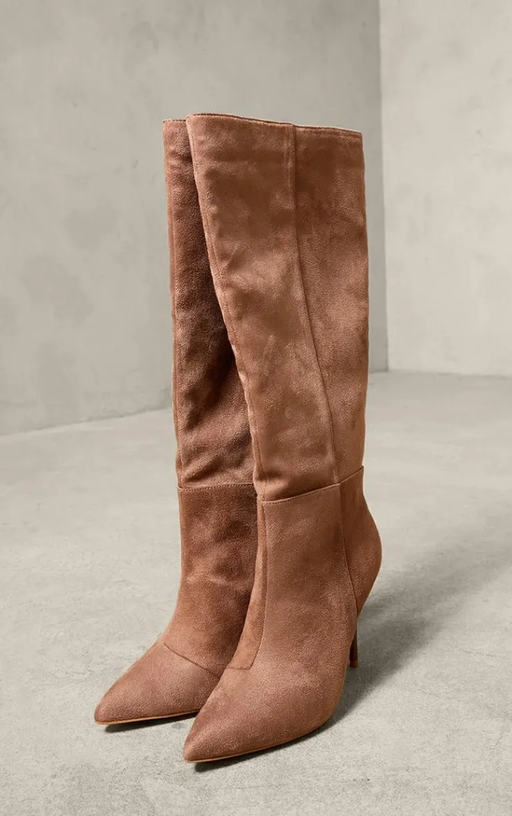 PrettyLittleThing High Heels*Faux Suede Point Toe Knee High Stiletto Heeled Boots