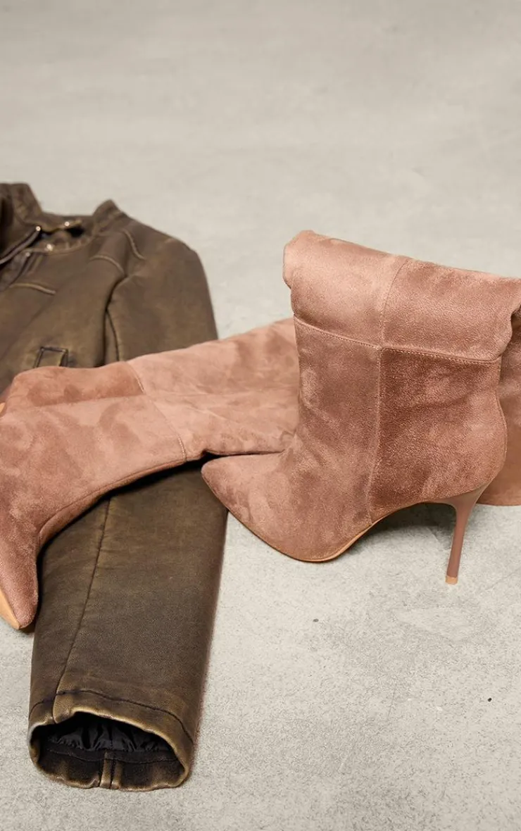 PrettyLittleThing High Heels*Faux Suede Point Toe Knee High Stiletto Heeled Boots