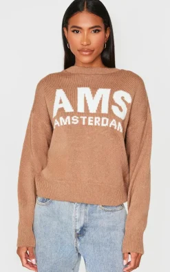 PrettyLittleThing Oversized Sweaters*Graphic Soft Knit Oversized Sweater