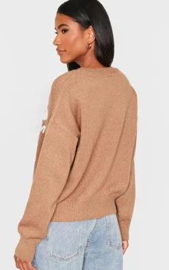 PrettyLittleThing Oversized Sweaters*Graphic Soft Knit Oversized Sweater