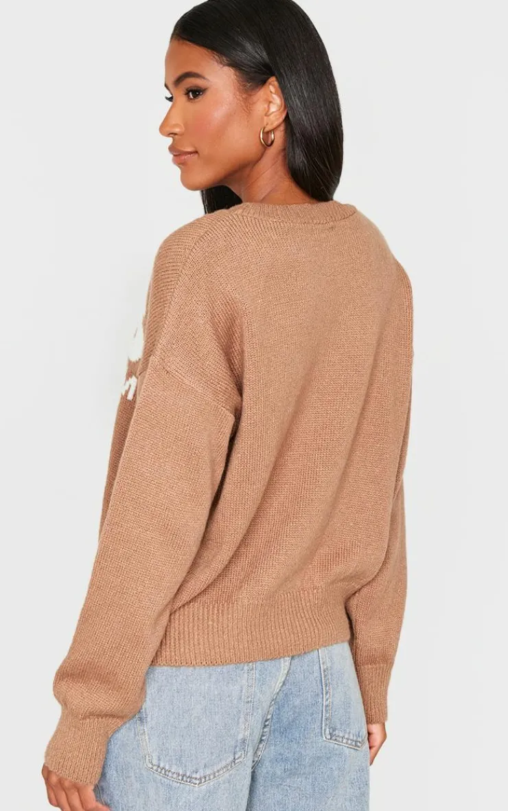 PrettyLittleThing Oversized Sweaters*Graphic Soft Knit Oversized Sweater