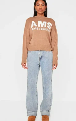 PrettyLittleThing Oversized Sweaters*Graphic Soft Knit Oversized Sweater
