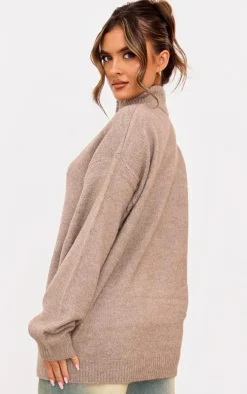 PrettyLittleThing Sweaters*Knitted Slouchy Half Zip Sweater