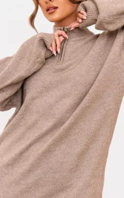 PrettyLittleThing Sweaters*Knitted Slouchy Half Zip Sweater