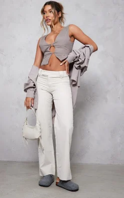 PrettyLittleThing Shirts*Linen Look Cut Out Front Vest