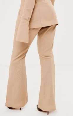 Best PrettyLittleThing Linen Look Fitted Flared Pants Taupe