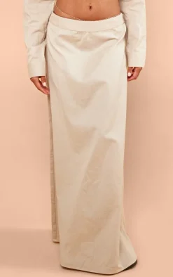 Best PrettyLittleThing Linen Look Floaty Maxi Skirt Taupe