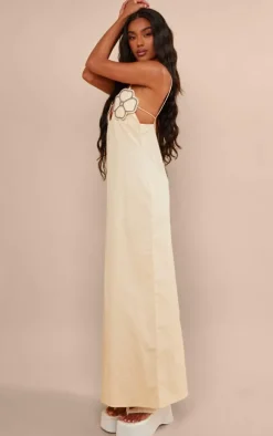 Linen Look Floral Applique Maxi Dress-PrettyLittleThing Best