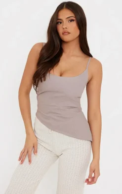 PrettyLittleThing Camisole*Linen Strappy Asymmetric Cami Top