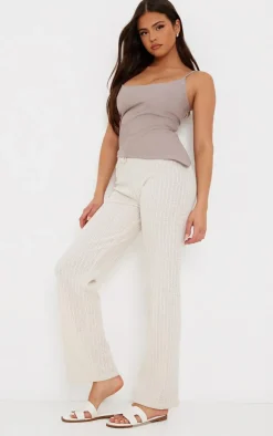 PrettyLittleThing Camisole*Linen Strappy Asymmetric Cami Top