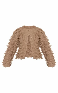 PrettyLittleThing Cardigans*Loop Knit Crew Neck Button Up Cardigan