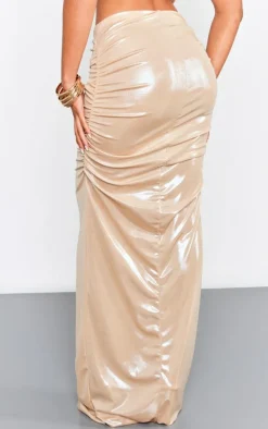 Metallic Ruched Maxi Low Rise Skirt-PrettyLittleThing Outlet
