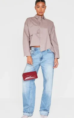 PrettyLittleThing Shirts*Oversized Asymmetric Strap Detail Shirt