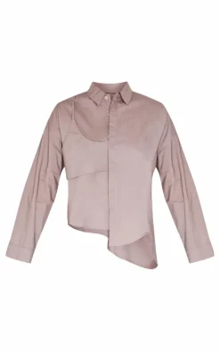 PrettyLittleThing Shirts*Oversized Asymmetric Strap Detail Shirt