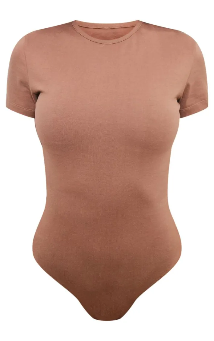 Taupe Premium Cotton Cap Sleeve Fitted Bodysuit