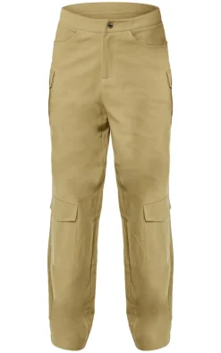 New PrettyLittleThing Premium Twill Cargo Mid Rise Wide Leg Pants Taupe