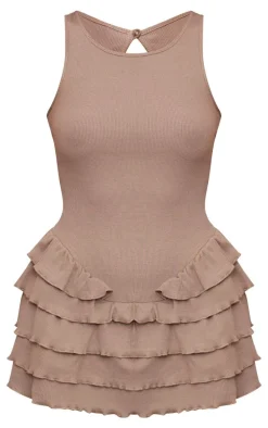 Taupe Rib Racer Neck Rara Romper