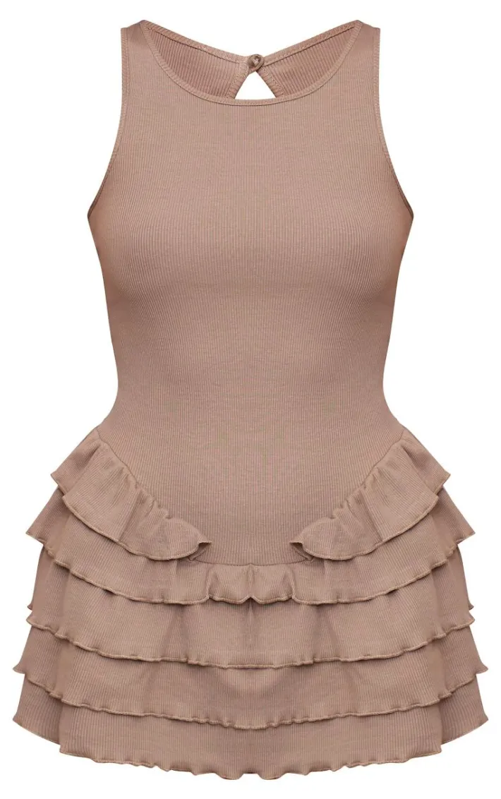Taupe Rib Racer Neck Rara Romper
